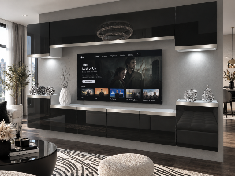 Parete attrezzata Prestige 300 cm TV/RTV nera lucida Produttore IMP P Hepburn 4/5/W/B/0/0/SL
