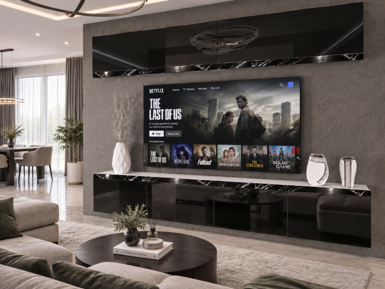 Parete attrezzata Prestige 200 cm TV/RTV nera lucida Produttore IMP P Brando 6/5/W/B/0/0/CS