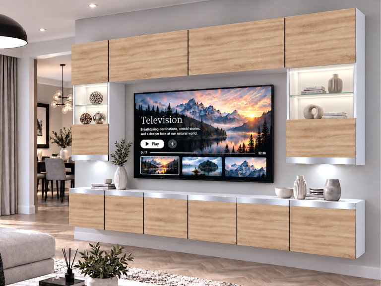 Parete attrezzata Prestige 300 cm TV/RTV rovere rovere wotan rovere sonoma Produttore IMP P1 Nolan 1/5/W/DS/0/0/SL