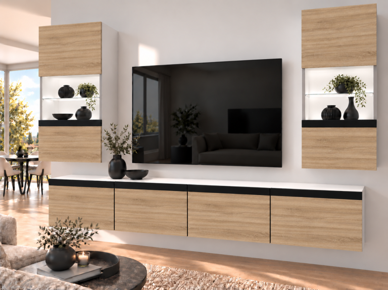 Parete attrezzata Prestige 200 cm TV/RTV rovere rovere wotan rovere sonoma Produttore IMP P Keanu 7/5/W/DS/0/0/CM