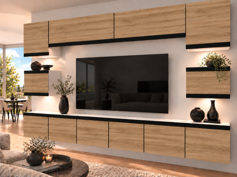 Parete attrezzata Prestige 300 cm TV/RTV rovere rovere wotan rovere sonoma Produttore IMP P Tarantino 3/5/W/DS/0/0/CM