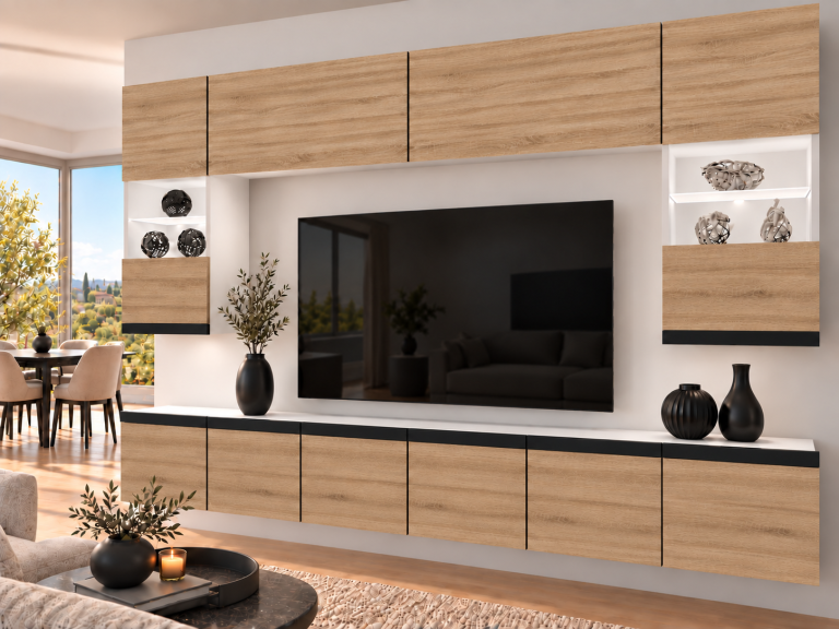 Parete attrezzata Prestige 300 cm TV/RTV rovere rovere wotan rovere sonoma Produttore IMP P1 Nolan 1/5/W/DS/0/0/CM