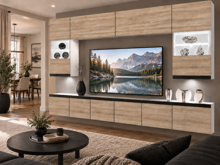 Parete attrezzata Prestige 300 cm TV/RTV rovere rovere wotan rovere sonoma Produttore IMP P1 Nolan 1/5/W/DS/0/0/CM
