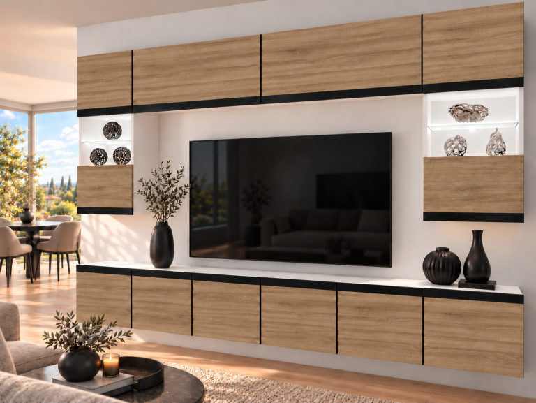 Parete attrezzata Prestige 300 cm TV/RTV rovere rovere wotan rovere sonoma Produttore IMP P2 Nolan 1/5/W/DS/0/0/CM