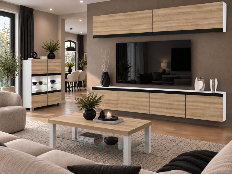Parete attrezzata Prestige 200 cm TV/RTV rovere rovere wotan rovere sonoma Produttore IMP P Brando 6/5/W/DS/0/0/CM
