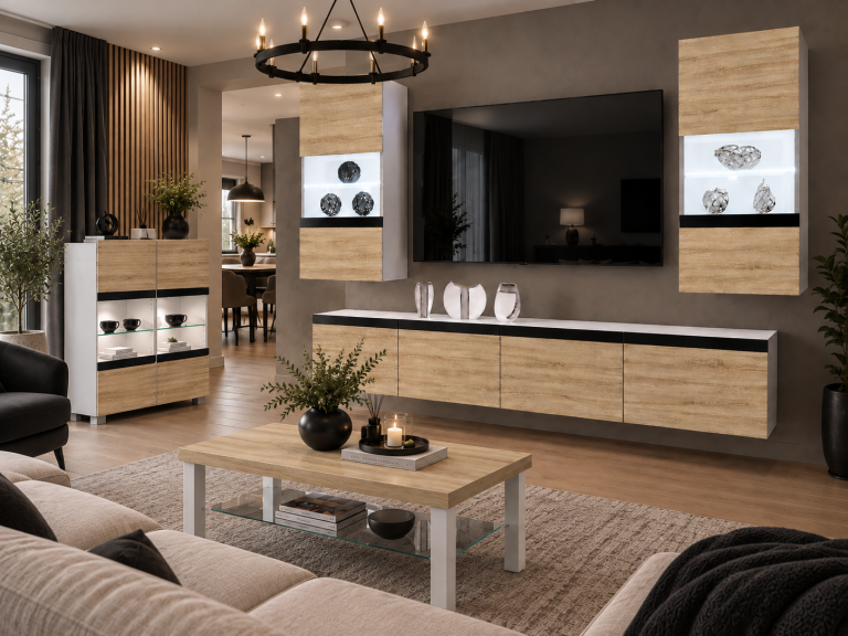Parete attrezzata Prestige 200 cm TV/RTV rovere rovere wotan rovere sonoma Produttore IMP P Keanu 7/5/W/DS/0/0/CM