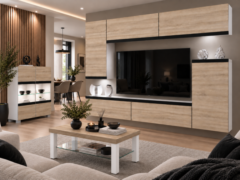Parete attrezzata Prestige 250 cm TV/RTV rovere rovere wotan rovere sonoma Produttore IMP P Woody 8/5/W/DS/0/0/CM