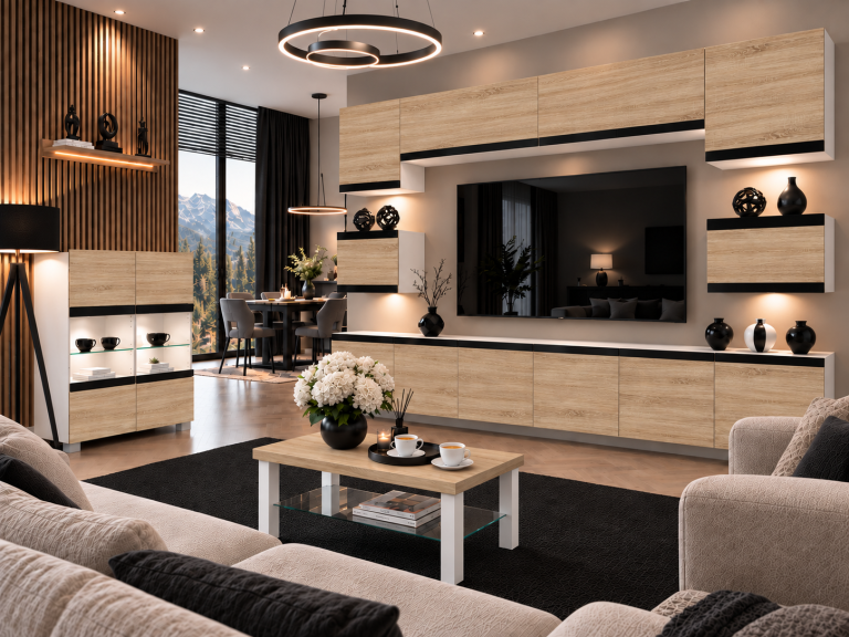 Parete attrezzata Prestige 300 cm TV/RTV rovere rovere wotan rovere sonoma Produttore IMP P Tarantino 3/5/W/DS/0/0/CM