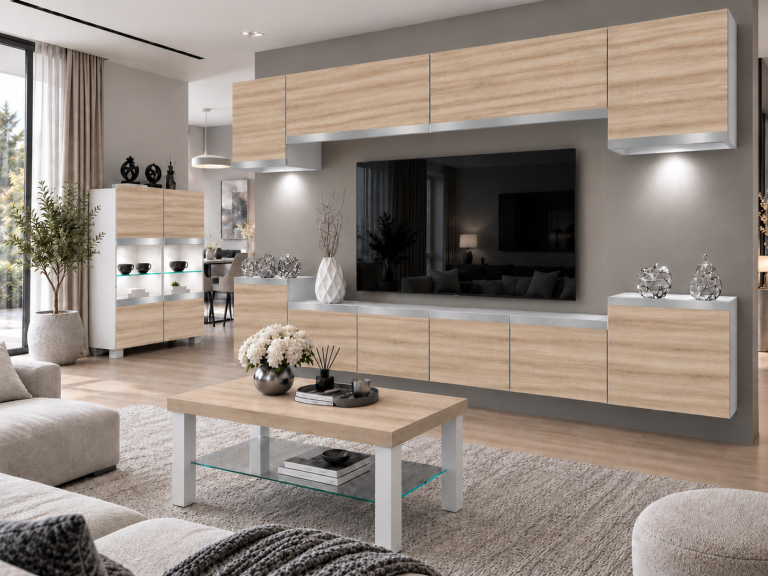 Parete attrezzata Prestige 300 cm TV/RTV rovere rovere wotan rovere sonoma Produttore IMP P Hepburn 4/5/W/DS/0/0/SL