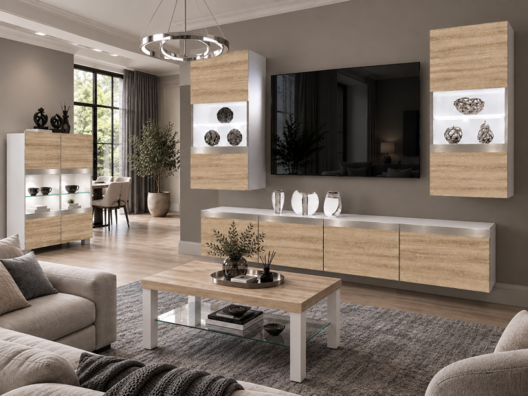 Parete attrezzata Prestige 200 cm TV/RTV rovere rovere wotan rovere sonoma Produttore IMP P Keanu 7/5/W/DS/0/0/SL