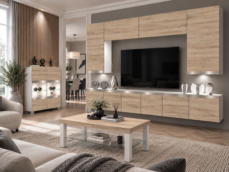 Parete attrezzata Prestige 300 cm TV/RTV rovere wotan rovere sonoma Produttore IMP P Monroe 2/5/W/DS/0/0/SL