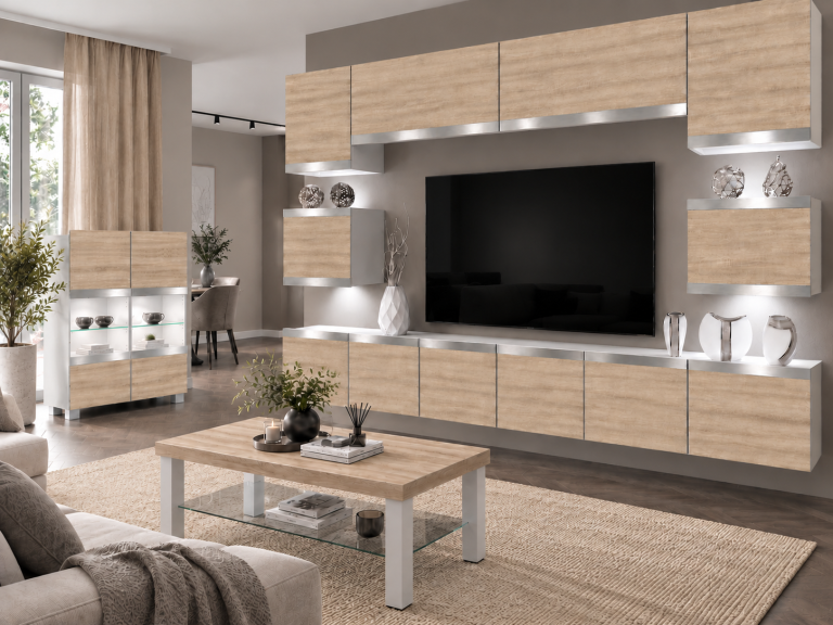 Parete attrezzata Prestige 300 cm TV/RTV rovere rovere wotan rovere sonoma Produttore IMP P Tarantino 3/5/W/DS/0/0/SL