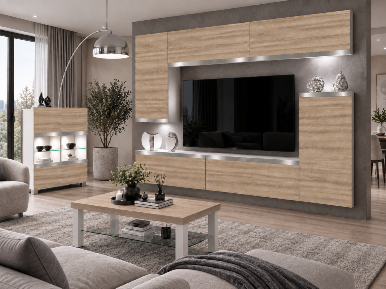 Parete attrezzata Prestige 250 cm TV/RTV rovere rovere wotan rovere sonoma Produttore IMP P Woody 8/5/W/DS/0/0/SL