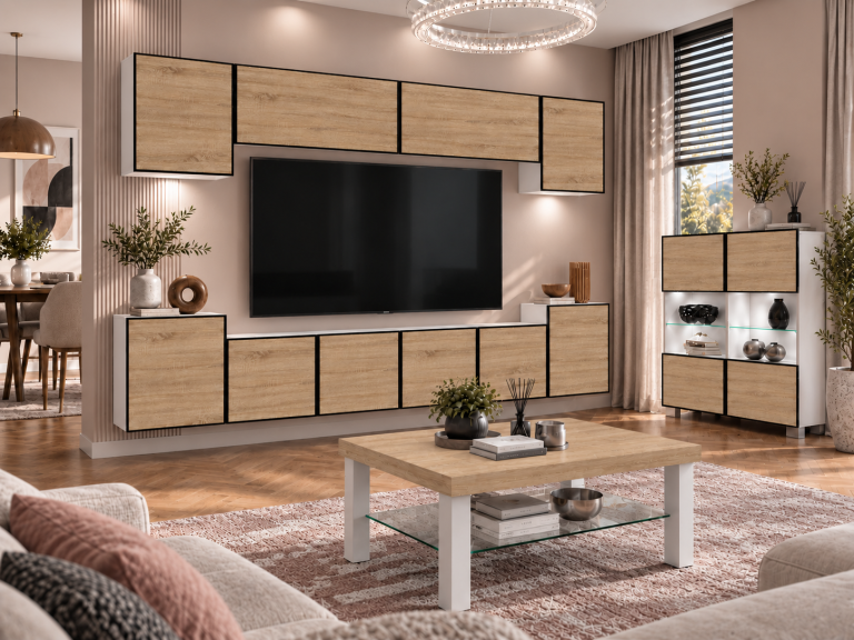 Parete attrezzata Linea 300 cm TV/RTV rovere wotan rovere sonoma Produttore IMP L Hepburn 4/5/W/DS/0/0