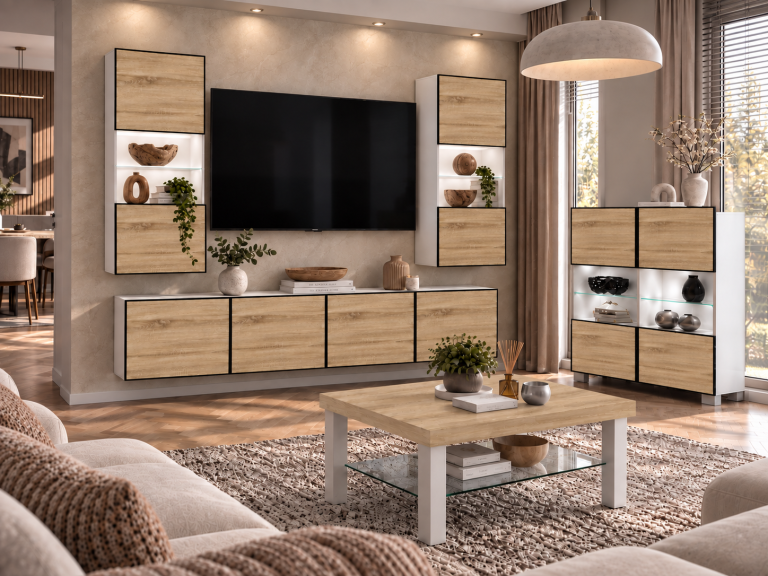 Parete attrezzata Linea 200 cm TV/RTV rovere rovere wotan rovere sonoma Produttore IMP L Keanu 7/5/W/DS/0/0