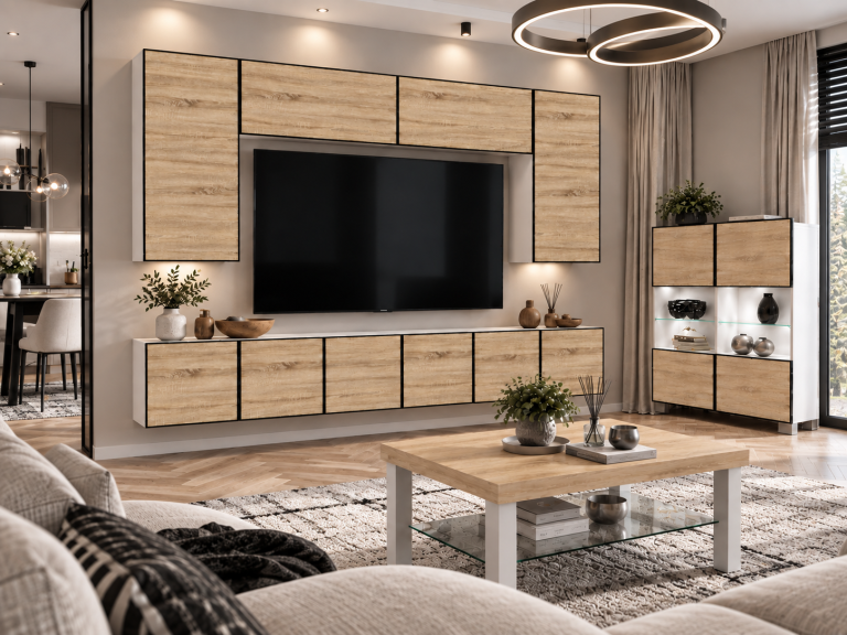 Parete attrezzata Linea 300 cm TV/RTV rovere rovere wotan rovere sonoma Produttore IMP L Monroe 2/5/W/DS/0/0