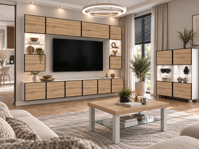 Parete attrezzata Linea 300 cm TV/RTV rovere rovere wotan rovere sonoma Produttore IMP L Nolan 1/5/W/DS/0/0