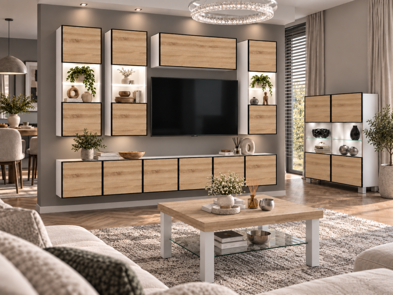 Parete attrezzata Linea 300 cm TV/RTV rovere rovere wotan rovere sonoma Produttore IMP L Pacino 5/5/W/DS/0/0
