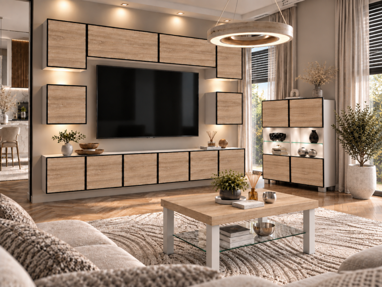 Parete attrezzata Linea 300 cm TV/RTV rovere rovere wotan rovere sonoma Produttore IMP L Tarantino 3/5/W/DS/0/0