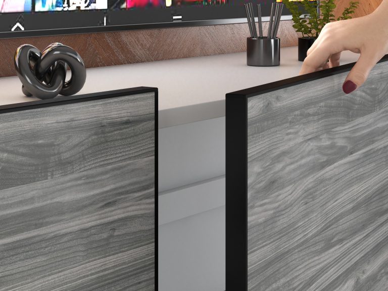 Parete attrezzata Linea 200 cm TV/RTV grigia antracite grafite Produttore IMP L Brando 6/5/W/GW1/0/0