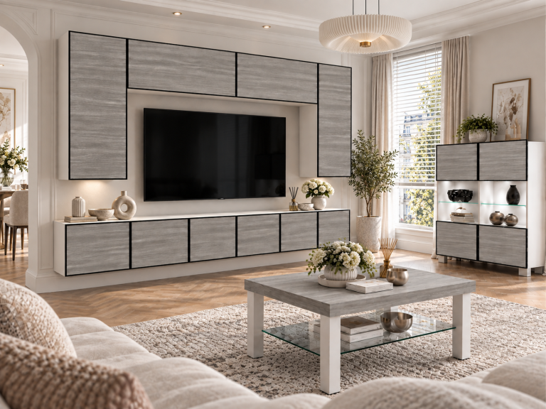 Parete attrezzata Linea 300 cm TV/RTV grigia antracite grafite Produttore IMP L Monroe 2/5/W/GW1/0/0