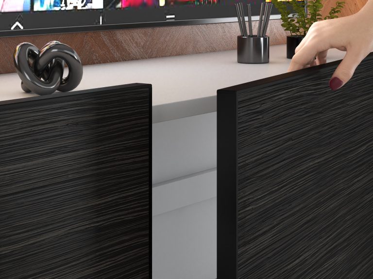 Parete attrezzata Linea 300 cm TV/RTV nera ebano Produttore IMP L Hepburn 4/5/W/HK/0/0