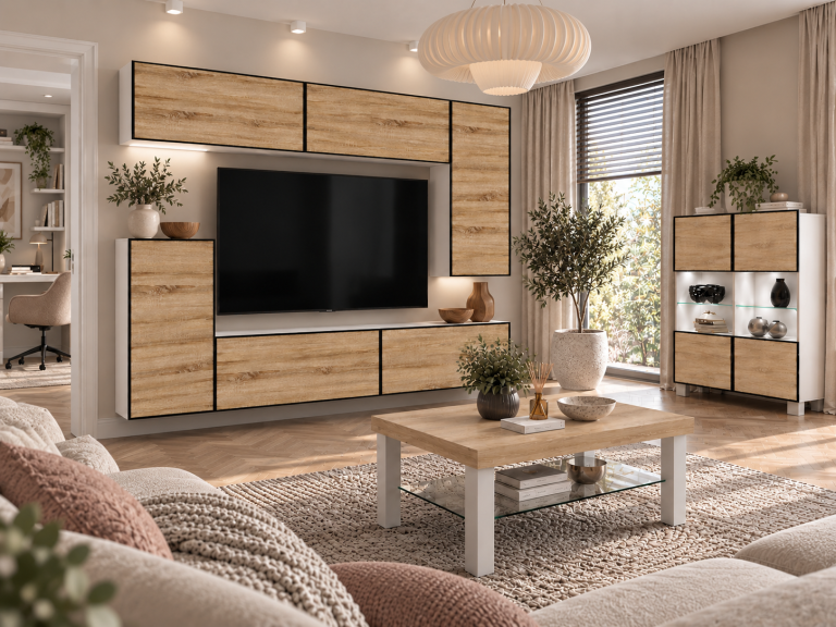 Parete attrezzata Linea 250 cm TV/RTV rovere rovere wotan rovere sonoma Produttore IMP L Woody 8/5/W/DS/0/0