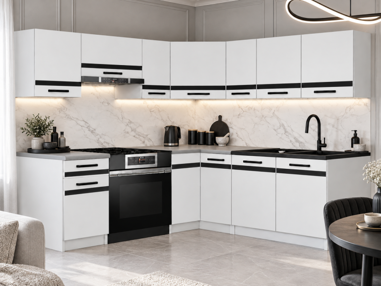 Mobili da cucina Prestige 360 cm bianco opaco con piano di lavoro Produttore TOR P Pablo/0/WT/WT/0/A1/CM