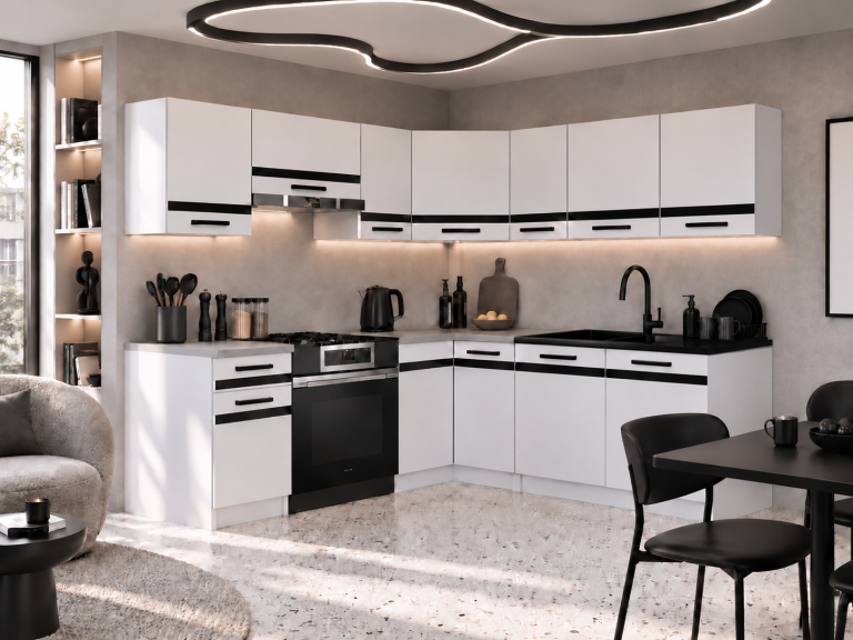 Mobili da cucina Prestige 360 cm bianco opaco con piano di lavoro Produttore TOR P Pablo/0/WT/WT/0/A1/CM