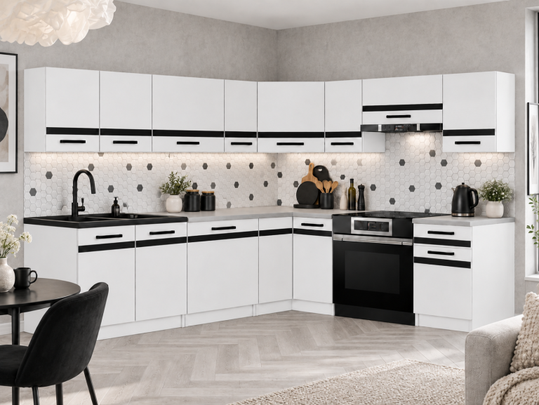 Mobili da cucina Prestige 420 cm bianco opaco con piano di lavoro Produttore TOR P Gustav/0/WT/WT/0/A1/CM