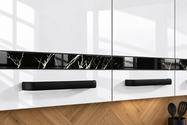 Meble kuchenne Prestige 240 cm biały połysk bez blatu Producent INF P Salvador/0/WT/W/BB/A1/CS