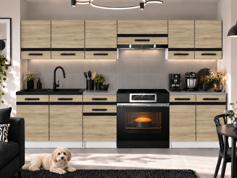 Meble kuchenne Prestige 240 cm dąb sonoma bez blatu Producent TOR P Salvador/0/WT/DS/BB/A1/CM