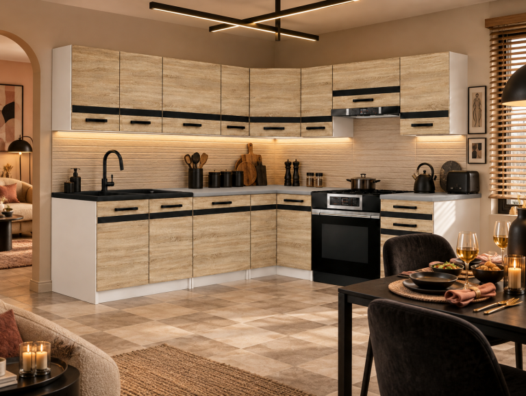Mobili da cucina Prestige 420 cm quercia sonoma con piano di lavoro Produttore TOR P Gustav/0/WT/DS/0/A1/CM