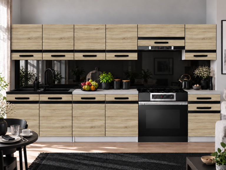 Meble kuchenne Prestige 260 cm dąb sonoma z blatem Producent TOR P Frida/0/WT/DS/0/0/CM