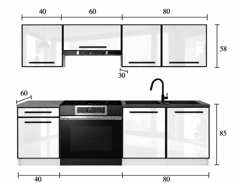 Mobili da cucina Linea 180 cm grigio opaco senza piano di lavoro Produttore TOR L Leonardo/0/WT/SR/BB/A1