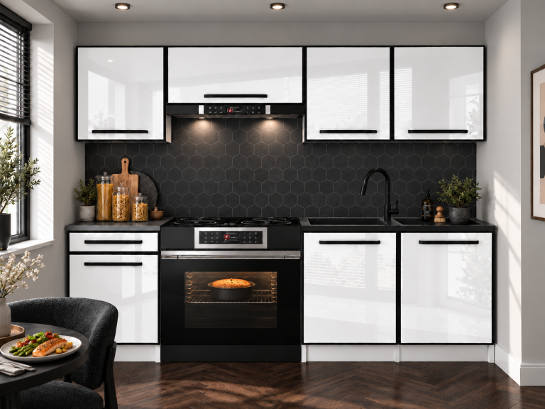 Mobili da cucina Linea 180 cm bianco brillante senza piano di lavoro Produttore INF L Leonardo/0/WT/W/BB/0