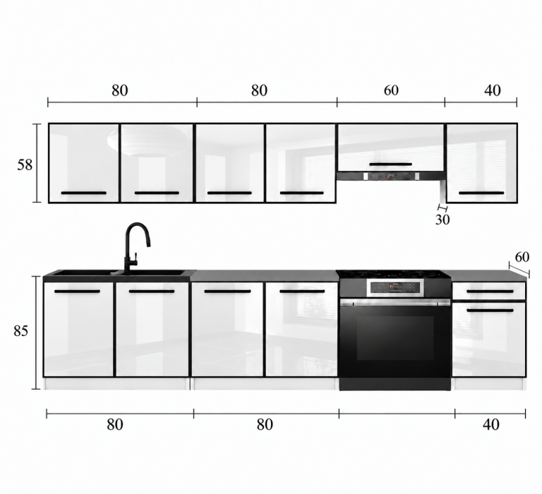 Meble kuchenne Linea 260 cm dąb sonoma z blatem Producent TOR L Frida/0/WT/DS/0/0