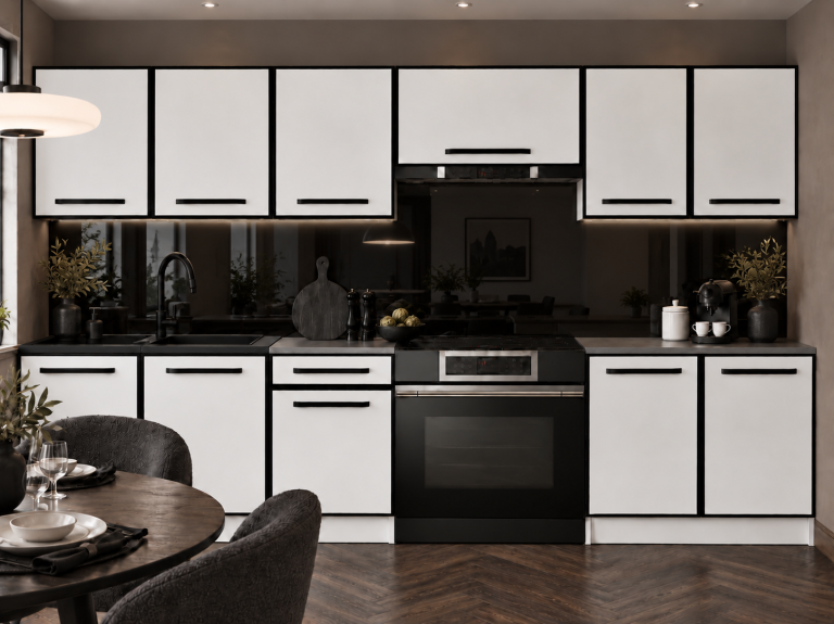 Mobili da cucina Linea 240 cm bianco opaco con piano di lavoro Produttore TOR L Salvador/0/WT/WT/0/A1