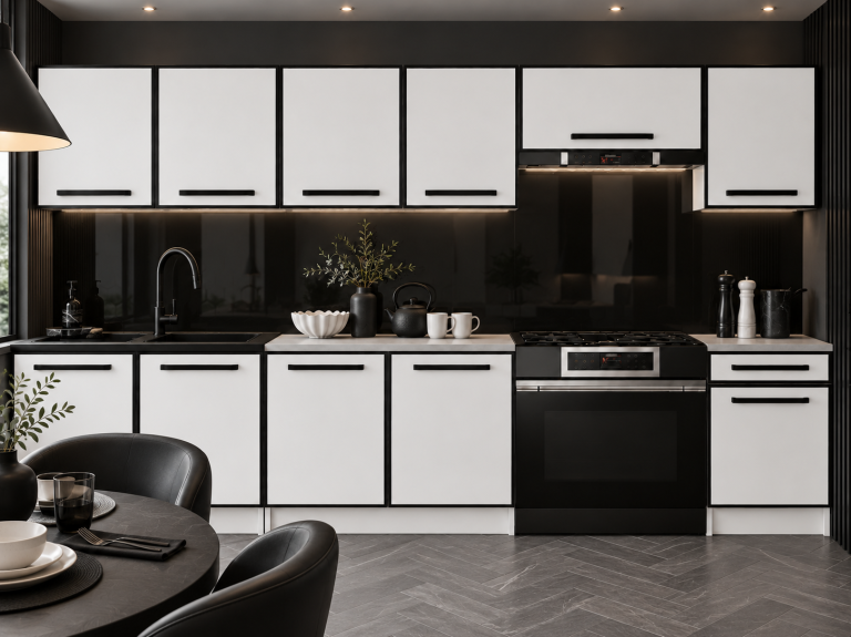 Mobili da cucina Linea 260 cm bianco opaco con piano di lavoro Produttore TOR L Frida/0/WT/WT/0/A1