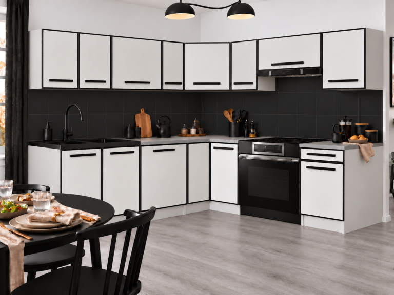 Meble kuchenne Linea 420 cm biały mat bez blatu Producent TOR L Gustav/0/WT/WT/BB/A1