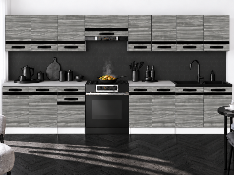 Mobili da cucina Prestige 320 cm glamour wood con piano di lavoro Produttore TOR P Vincent/0/WT/GW1/0/A1/CM