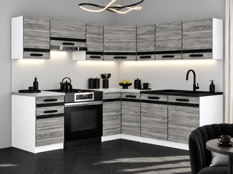 Mobili da cucina Prestige 360 cm glamour wood con piano di lavoro Produttore TOR P Pablo/0/WT/GW1/0/A1/CM