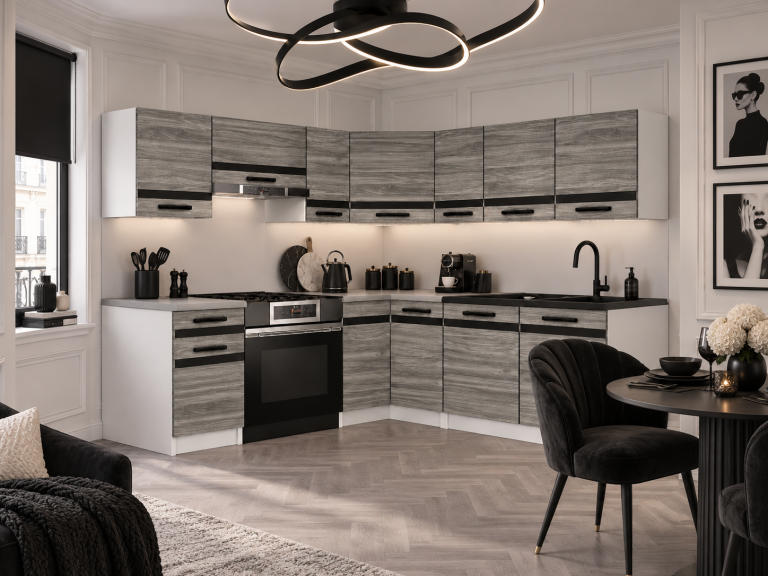 Mobili da cucina Prestige 360 cm glamour wood con piano di lavoro Produttore TOR P Pablo/0/WT/GW1/0/A1/CM