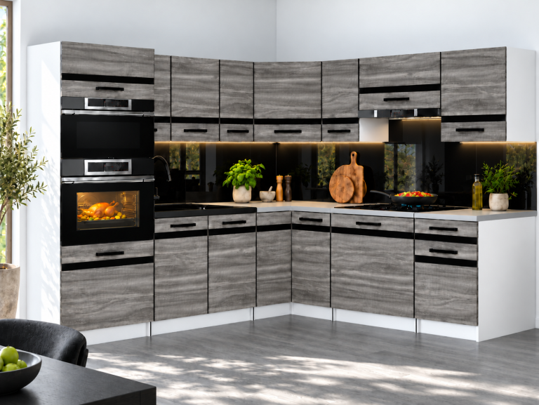 Mobili da cucina Prestige 420 cm glamour wood senza piano di lavoro Produttore TOR P Diego/0/WT/GW1/BB/0/CM