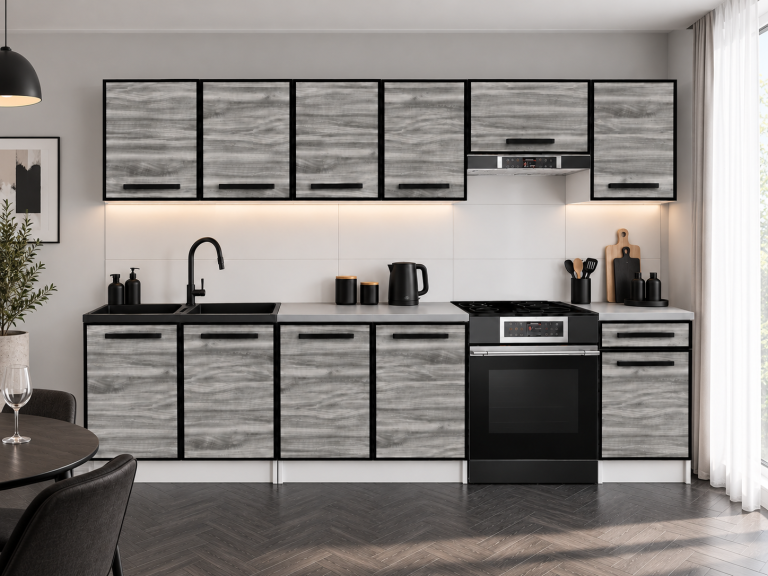 Mobili da cucina Linea 260 cm glamour wood con piano di lavoro Produttore TOR L Frida/0/WT/GW1/0/0
