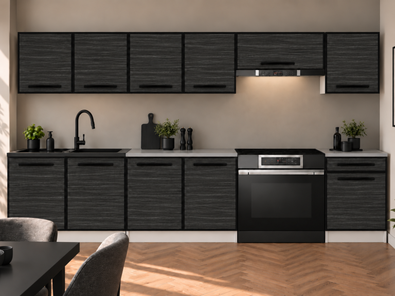 Mobili da cucina Linea 260 cm ebano reale con piano di lavoro Produttore TOR L Frida/0/WT/HK/0/A1