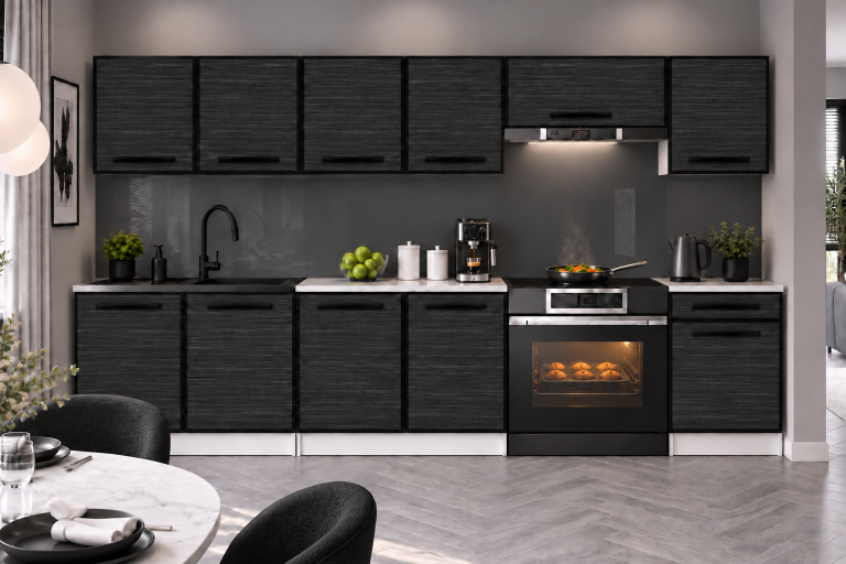 Mobili da cucina Linea 260 cm ebano reale con piano di lavoro Produttore TOR L Frida/0/WT/HK/0/A1