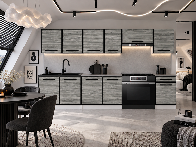 Mobili da cucina Linea 260 cm glamour wood con piano di lavoro Produttore TOR L Frida/0/WT/GW1/0/A1