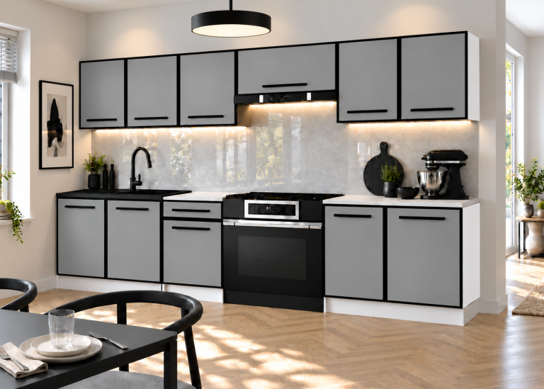 Mobili da cucina Linea 240 cm grigio opaco con piano di lavoro Produttore TOR L Salvador/0/WT/SR/0/A1