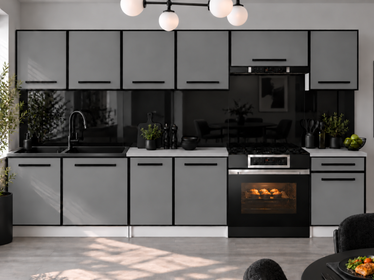 Mobili da cucina Linea 260 cm grigio opaco con piano di lavoro Produttore TOR L Frida/0/WT/SR/0/A1